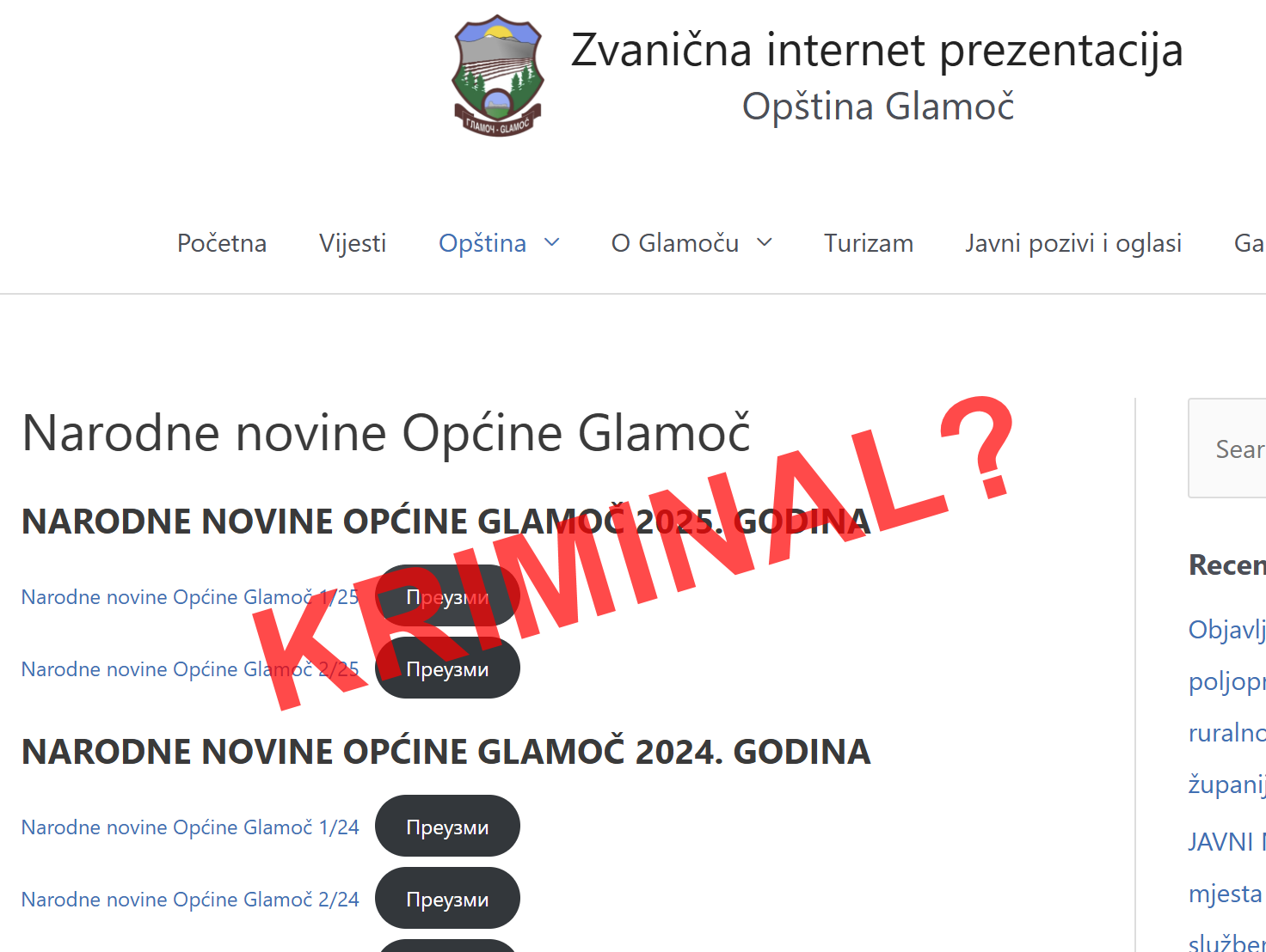 Glamočki skandal: Datum objave “Narodnih novina” lažiran. Padaju mnogi natječaji i ugovori?